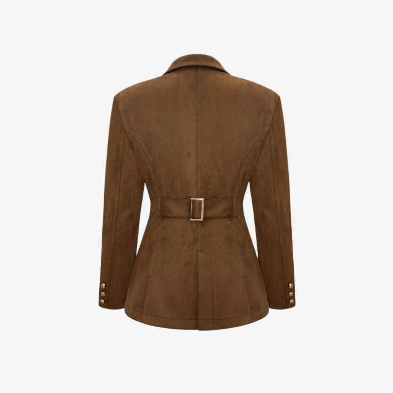 Tailored Button Front Long Sleeve Blazer Coat